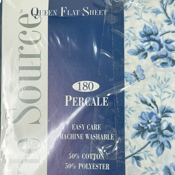 Springs Springmaid Bluebirds Queen Flat Fitted Pillowcases Blue Floral 50/50 Set - Picture 4 of 7